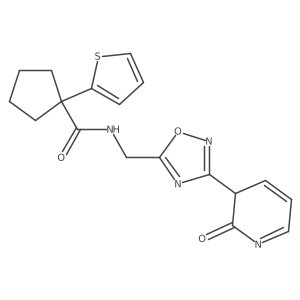 N-[[3-(2-oxo-3H-pyridin-3-yl)-1,2,4-oxadiazol-5-yl]methyl]-1-thiophen-2-ylcyclopentane-1-carboxamide Structure