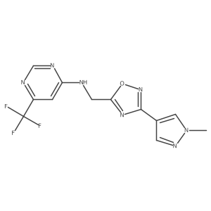 N-{[3-(1-methyl-1H-pyrazol-4-yl)-1,2,4-oxadiazol-5-yl]methyl}-6-(trifluoromethyl)pyrimidin-4-amine结构式