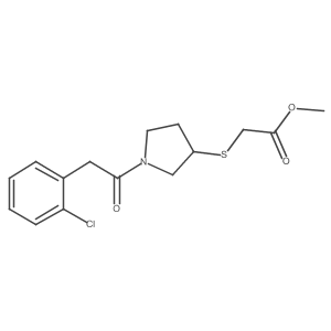 Methyl 2-((1-(2-(2-chlorophenyl)acetyl)pyrrolidin-3-yl)thio)acetate结构式