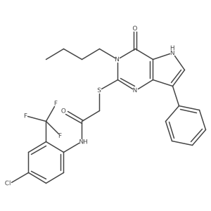 2-((3-butyl-4-oxo-7-phenyl-4,5-dihydro-3H-pyrrolo[3,2-d]pyrimidin-2-yl)thio)-N-(4-chloro-2-(trifluoromethyl)phenyl)acetamide Structure