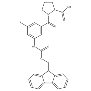 (2R)-1-[3-({[(9H-fluoren-9-yl)methoxy]carbonyl}amino)-5-iodobenzoyl]pyrrolidine-2-carboxylic acid结构式