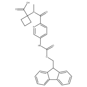 1-[N-methyl5-({[(9H-fluoren-9-yl)methoxy]carbonyl}amino)pyridine-2-amido]cyclobutane-1-carboxylic acid结构式
