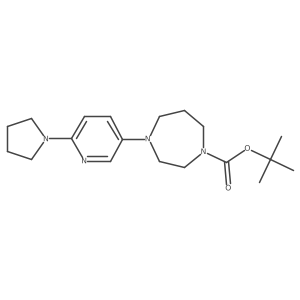 1-[6-(N-Pyrrolidinyl)-3-pyridyl]-4-tert-butoxycarbonyl homopiperazine结构式