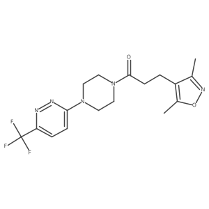 3-(3,5-Dimethyl-1,2-oxazol-4-yl)-1-[4-[6-(trifluoromethyl)pyridazin-3-yl]piperazin-1-yl]propan-1-one Structure