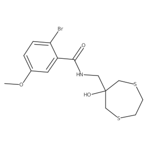 2-Bromo-N-[(6-hydroxy-1,4-dithiepan-6-yl)methyl]-5-methoxybenzamide结构式