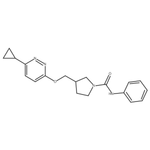 3-{[(6-cyclopropylpyridazin-3-yl)oxy]methyl}-N-phenylpyrrolidine-1-carboxamide结构式