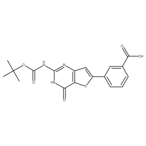 3-(2-{[(tert-butoxy)carbonyl]amino}-4-oxo-1H,4H-thieno[3,2-d]pyrimidin-6-yl)benzoic acid结构式