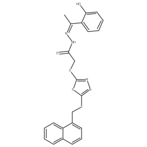N-[(E)-1-(2-hydroxyphenyl)ethylideneamino]-2-[[5-(naphthalen-1-ylmethylsulfanyl)-1,3,4-thiadiazol-2-yl]sulfanyl]acetamide结构式