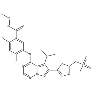 2,4-Difluoro-5-(5-isopropyl-6-(5-(methylsulfonylmethyl)-1,3,4-oxadiazol-2-YL)pyrrolo[2,1-F][1,2,4]triazin-4-ylamino)-N-methoxybenzamide Structure