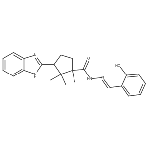 (1S,3R,E)-3-(1H-benzo[d]imidazol-2-yl)-N'-(2-hydroxybenzylidene)-1,2,2-trimethylcyclopentanecarbohydrazide结构式