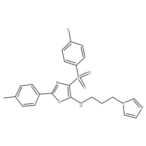 N-(3-(1H-imidazol-1-yl)propyl)-4-((4-fluorophenyl)sulfonyl)-2-(p-tolyl)oxazol-5-amine结构式