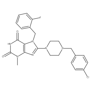 8-(4-(4-chlorobenzyl)piperazin-1-yl)-7-(2-fluorobenzyl)-3-methyl-1H-purine-2,6(3H,7H)-dione结构式