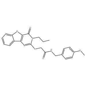 N-(4-methoxybenzyl)-2-[(4-oxo-3-propyl-3,4-dihydro[1]benzofuro[3,2-d]pyrimidin-2-yl)sulfanyl]acetamide结构式