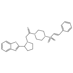 2-[2-(1,3-Benzothiazol-2-yl)pyrrolidin-1-yl]-1-[4-(2-phenylethenesulfonyl)piperazin-1-yl]ethan-1-one结构式