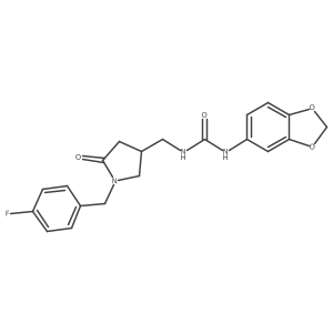 1-(Benzo[d][1,3]dioxol-5-yl)-3-((1-(4-fluorobenzyl)-5-oxopyrrolidin-3-yl)methyl)urea结构式