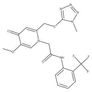 2-(5-methoxy-2-(((1-methyl-1H-tetrazol-5-yl)thio)methyl)-4-oxopyridin-1(4H)-yl)-N-(2-(trifluoromethyl)phenyl)acetamide Structure