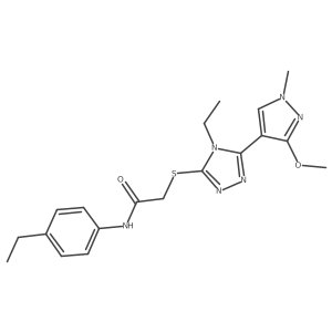 2-((4-ethyl-5-(3-methoxy-1-methyl-1H-pyrazol-4-yl)-4H-1,2,4-triazol-3-yl)thio)-N-(4-ethylphenyl)acetamide Structure