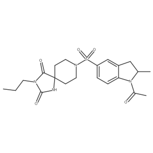 8-((1-Acetyl-2-methylindolin-5-yl)sulfonyl)-3-propyl-1,3,8-triazaspiro[4.5]decane-2,4-dione Structure