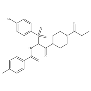 N-(1-((4-chlorophenyl)sulfonyl)-2-oxo-2-(4-propionylpiperazin-1-yl)ethyl)-4-methylbenzamide结构式