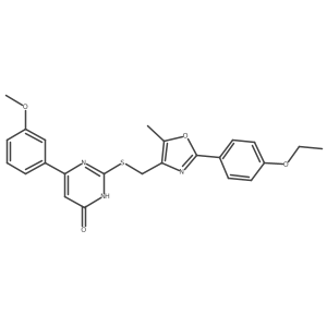 2-(((2-(4-ethoxyphenyl)-5-methyloxazol-4-yl)methyl)thio)-6-(3-methoxyphenyl)pyrimidin-4(3H)-one Structure