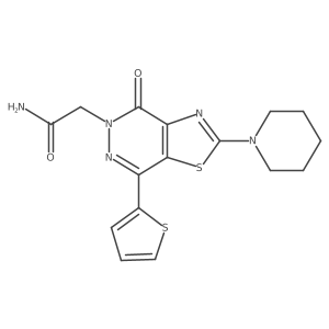 NC(=O)Cn1nc(-c2cccs2)c2sc(N3CCCCC3)nc2c1=O结构式