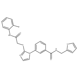 3-(2-((2-((2-fluorophenyl)amino)-2-oxoethyl)thio)-1H-imidazol-1-yl)-N-(thiophen-2-ylmethyl)benzamide结构式