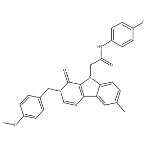 N-(4-fluorophenyl)-2-(3-(4-methoxybenzyl)-8-methyl-4-oxo-3H-pyrimido[5,4-b]indol-5(4H)-yl)acetamide Structure