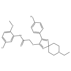 2-((3-(4-bromophenyl)-8-ethyl-1,4,8-triazaspiro[4.5]deca-1,3-dien-2-yl)thio)-N-(5-chloro-2-methoxyphenyl)acetamide Structure