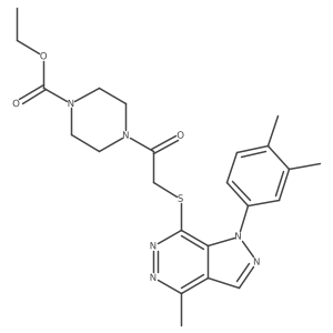 ethyl 4-(2-((1-(3,4-dimethylphenyl)-4-methyl-1H-pyrazolo[3,4-d]pyridazin-7-yl)thio)acetyl)piperazine-1-carboxylate结构式