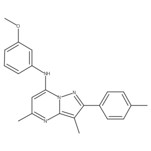 N-(3-methoxyphenyl)-3,5-dimethyl-2-(4-methylphenyl)pyrazolo[1,5-a]pyrimidin-7-amine结构式