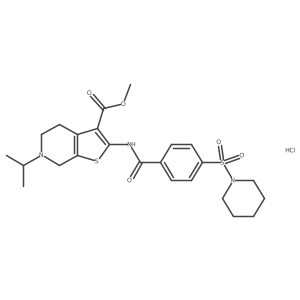 Methyl 6-isopropyl-2-(4-(piperidin-1-ylsulfonyl)benzamido)-4,5,6,7-tetrahydrothieno[2,3-c]pyridine-3-carboxylate hydrochloride结构式