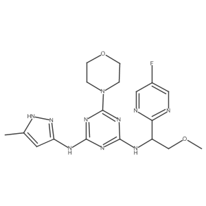 N2-[1-(5-Fluoro-2-pyrimidinyl)-2-methoxyethyl]-N4-(5-methyl-1H-pyrazol-3-yl)-6-(4-morpholinyl)-1,3,5-triazine-2,4-diamine结构式