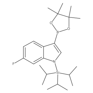 6-Fluoro-3-(4,4,5,5-tetramethyl-1,3,2-dioxaborolan-2-YL)-1-(triisopropylsilyl)-indole结构式