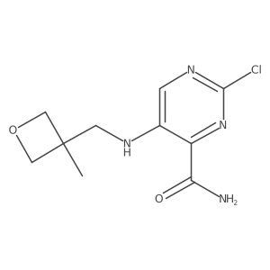 2-Chloro-5-((3-methyloxetan-3-yl)methylamino)pyrimidine-4-carboxamide Structure