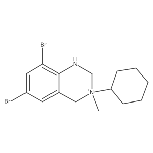 6,8-dibromo-3-cyclohexyl-3-methyl-2,4-dihydro-1H-quinazolin-3-ium结构式