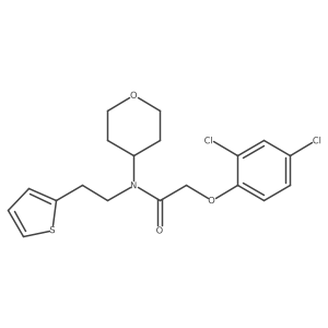 2-(2,4-dichlorophenoxy)-N-(tetrahydro-2H-pyran-4-yl)-N-(2-(thiophen-2-yl)ethyl)acetamide结构式