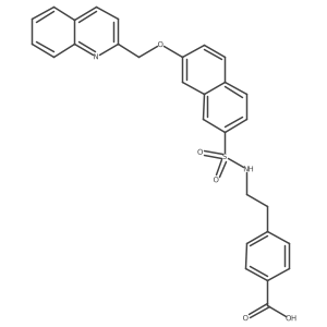4-[2-[[[7-(2-Quinolinylmethoxy)-2-naphthalenyl]sulfonyl]amino]ethyl]benzoic acid结构式