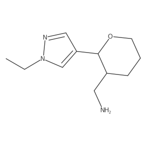 rac-[(2R,3S)-2-(1-ethyl-1H-pyrazol-4-yl)oxan-3-yl]methanamine Structure