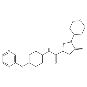 1-(oxan-4-yl)-5-oxo-N-[(1r,4r)-4-(pyrazin-2-yloxy)cyclohexyl]pyrrolidine-3-carboxamide结构式