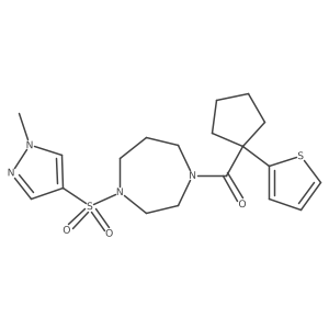 (4-((1-methyl-1H-pyrazol-4-yl)sulfonyl)-1,4-diazepan-1-yl)(1-(thiophen-2-yl)cyclopentyl)methanone Structure