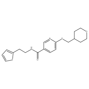 6-((tetrahydro-2H-pyran-4-yl)methoxy)-N-(2-(thiophen-2-yl)ethyl)nicotinamide Structure