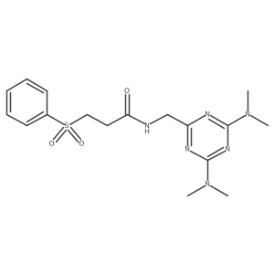 N-((4,6-bis(dimethylamino)-1,3,5-triazin-2-yl)methyl)-3-(phenylsulfonyl)propanamide结构式