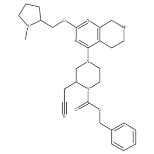 (S)-Benzyl 2-(cyanomethyl)-4-(2-(((S)-1-methylpyrrolidin-2-yl)methoxy)-5,6,7,8-tetrahydropyrido[3,4-d]pyrimidin-4-yl)piperazine-1-carboxylate Structure