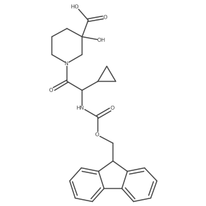 1-[2-cyclopropyl-2-({[(9H-fluoren-9-yl)methoxy]carbonyl}amino)acetyl]-3-hydroxypiperidine-3-carboxylic acid Structure