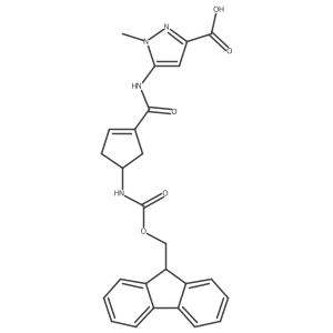 5-[4-({[(9H-fluoren-9-yl)methoxy]carbonyl}amino)cyclopent-1-ene-1-amido]-1-methyl-1H-pyrazole-3-carboxylic acid Structure