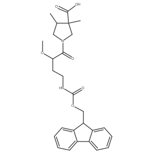 rac-(3R,4R)-1-[4-({[(9H-fluoren-9-yl)methoxy]carbonyl}amino)-2-methoxybutanoyl]-3,4-dimethylpyrrolidine-3-carboxylic acid结构式