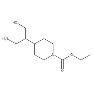 Ethyl 4-(1-amino-3-hydroxypropan-2-yl)piperidine-1-carboxylate结构式