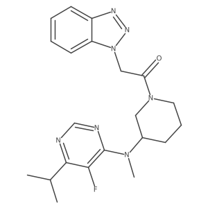 2-(1H-1,2,3-benzotriazol-1-yl)-1-(3-{[5-fluoro-6-(propan-2-yl)pyrimidin-4-yl](methyl)amino}piperidin-1-yl)ethan-1-one Structure