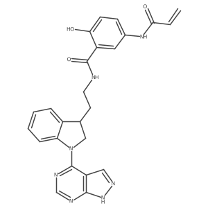 2-Hydroxy-5-(prop-2-enoylamino)-N-[2-[1-(1H-pyrazolo[3,4-d]pyrimidin-4-yl)-2,3-dihydroindol-3-yl]ethyl]benzamide Structure