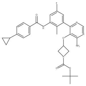 1,1-Dimethylethyl 3-[[4-amino-6-[3-[(4-cyclopropylbenzoyl)amino]-5-fluoro-2-methylphenyl]-5-pyrimidinyl]oxy]-1-azetidinecarboxylate结构式